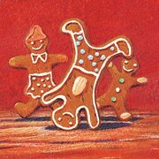 Lebkuchen Gewürz Individiuelles Probier Mal | © SONNENTOR Illustration, auf der drei fröhliche Lebkuchenmännchen tanzen | © SONNENTOR