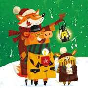 Lichterglanz Bio-Kräutertee Individuelles Probier Mal | © SONNENTOR Illustration, auf der ein Fuchs, ein Schwein und eine Maus in winterliche Kleidung gehüllt mit Kerzen und Laterne ein weihnachtliches Lied singen | © SONNENTOR