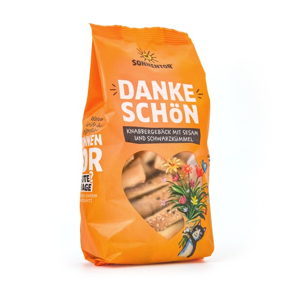 Dankeschön Knabbergebäck mit Sesam & Schwarzkümmel bio 150 g Dankeschön Knabbergebäck mit Sesam & Schwarzkümmel bio 150 g
