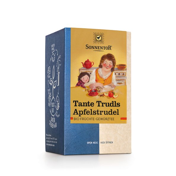 Tante Trudls Apfelstrudel-Tee bio, Doppelkammerbeutel Tante Trudls Apfelstrudel-Tee bio, Doppelkammerbeutel
